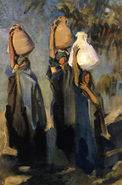 Bedouin Women Carrying Water Jars by John Singer Sargent - Hand-Painted Oil Painting Reproduction