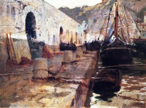Boats in Harbor I by John Singer Sargent Oil Painting