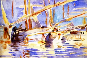 Boats in Harbor painting by John Singer Sargent