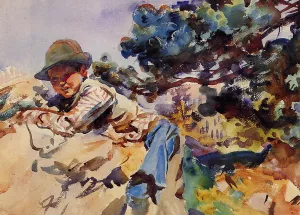 Boy on a Rock by John Singer Sargent Oil Painting