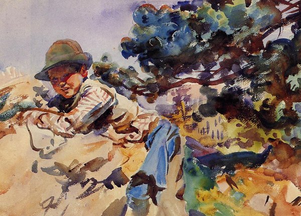 Main Product Photo of Boy on a Rock Painting by John Singer Sargent