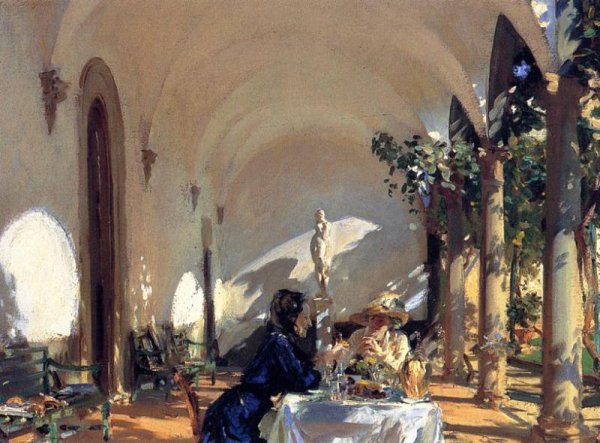 Main Product Photo of Breakfast in the Loggia Painting by John Singer Sargent