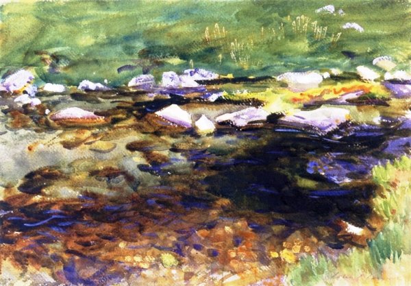 Brook and Meadow by John Singer Sargent - Hand-Painted Oil Painting Reproduction