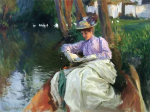 By the River also known as Femme en Barque by John Singer Sargent Oil Painting