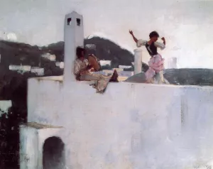 Capri Girl on a Rooftop painting by John Singer Sargent