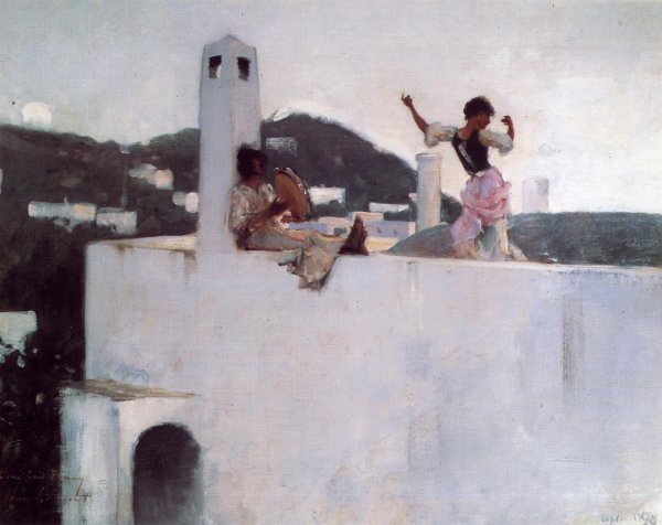 Capri Girl on a Rooftop by John Singer Sargent - Hand-Painted Oil Painting Reproduction