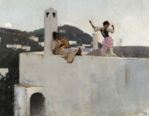 Capri Girl on a Rooftop by John Singer Sargent Oil Painting