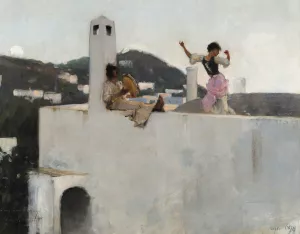 Capri Girl on a Rooftop by John Singer Sargent Oil Painting