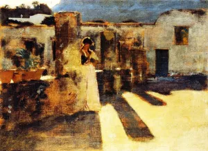 Capri Girl on a Rooftop by John Singer Sargent - Oil Painting Reproduction