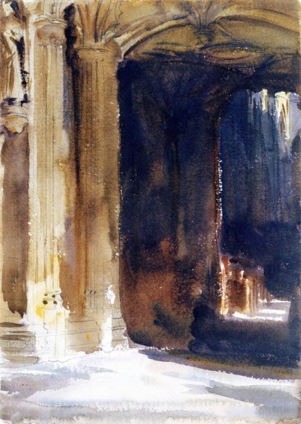 Cathedral Interior by John Singer Sargent - Hand-Painted Oil Painting Reproduction