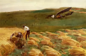 Crashed Aeroplane by John Singer Sargent - Oil Painting Reproduction