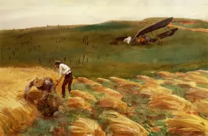 Crashed Aeroplane by John Singer Sargent Oil Painting