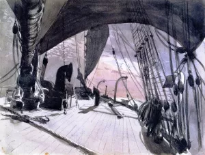 Deck of a Ship in Moonlight by John Singer Sargent - Oil Painting Reproduction