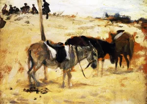Donkeys in a Moroccan Landscape by John Singer Sargent Oil Painting