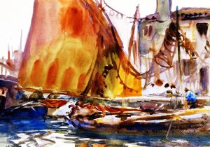 Drying Sails also known as Venetian Fishing Boats Oil painting by John Singer Sargent
