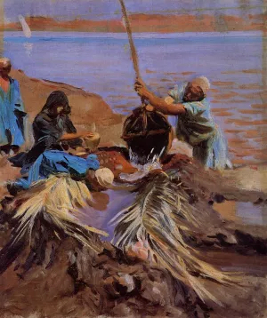 Egyptians Raising Water from the Nile by John Singer Sargent - Oil Painting Reproduction
