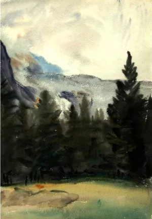 Fir Trees and Snow Mountains, Purtud by John Singer Sargent Oil Painting