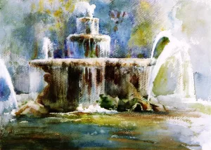 Fontana dei Cavalli Marini, Villa Borghese by John Singer Sargent - Oil Painting Reproduction