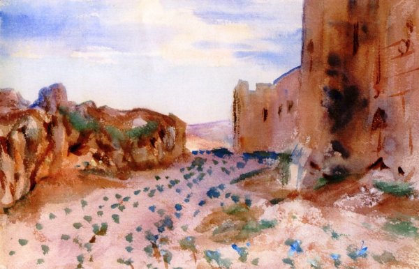 Fortress, Road and Rocks by John Singer Sargent - Hand-Painted Oil Painting Reproduction