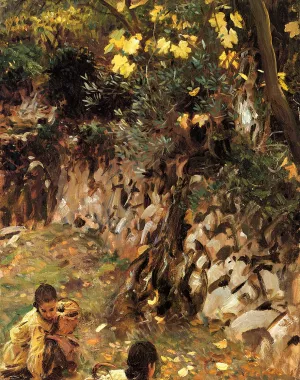 Gathering Blossoms, Valdemosa by John Singer Sargent - Oil Painting Reproduction