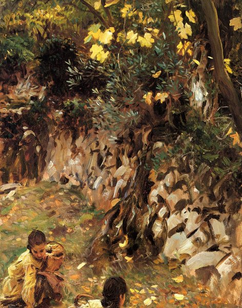 Gathering Blossoms, Valdemosa by John Singer Sargent - Hand-Painted Oil Painting Reproduction