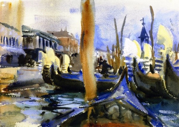 Gondola Prows by John Singer Sargent - Hand-Painted Oil Painting Reproduction