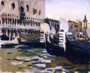 Gondolas off the Doge's Palace, Venice by John Singer Sargent Oil Painting