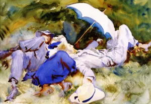 Group also known as Siesta in a Swiss Wood or The Sleepers by John Singer Sargent - Oil Painting Reproduction