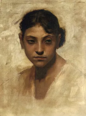 Head of a Capri Girl by John Singer Sargent - Oil Painting Reproduction
