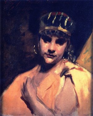 Head of a Woman with Gold Earrings by John Singer Sargent Oil Painting