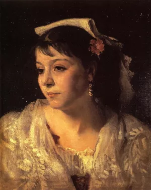 Head of an Italian Woman by John Singer Sargent - Oil Painting Reproduction