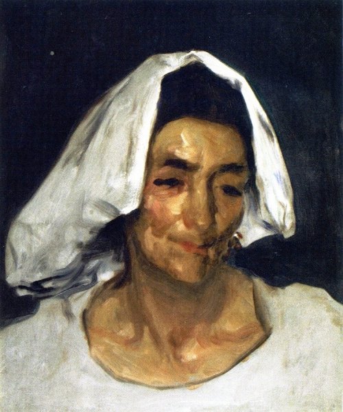 Head of an Italian Woman by John Singer Sargent - Hand-Painted Oil Painting Reproduction