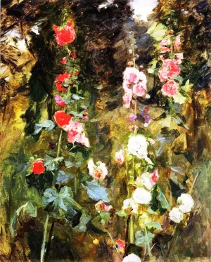 Hollyhocks, Isle of Shoals by John Singer Sargent Oil Painting