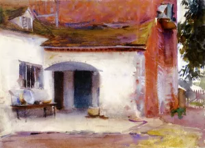 House and Courtyard by John Singer Sargent - Oil Painting Reproduction