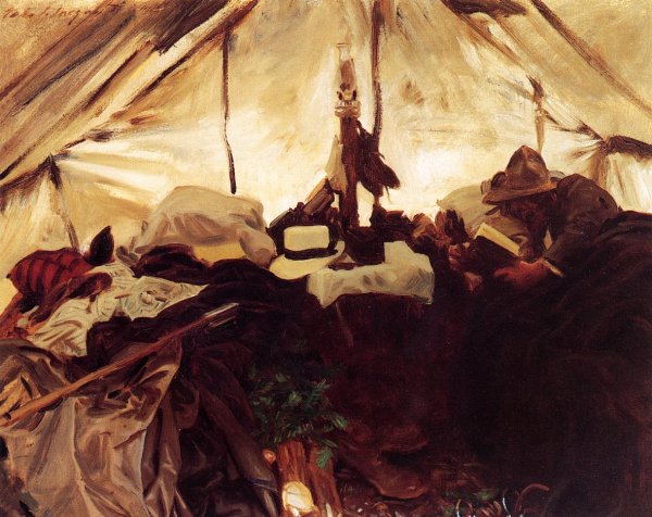 Main Product Photo of Inside a Tent in the Canadian Rockies Painting by John Singer Sargent