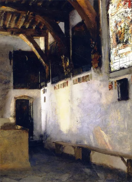 Interior with Stained-Glass Window by John Singer Sargent Oil Painting ...
