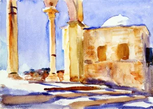 Jerusalem also known as View of a Building and a Colonnaded Arcade at the Dome of the Rock, Jerusalem by John Singer Sargent Oil Painting