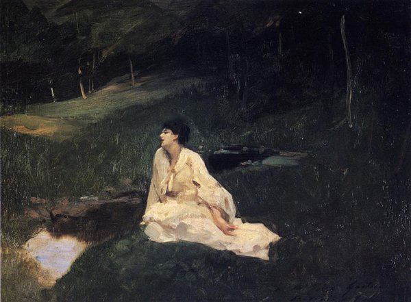 Judith Gautier also known as By the River or Resting by a Spring by John Singer Sargent - Hand-Painted Oil Painting Reproduction