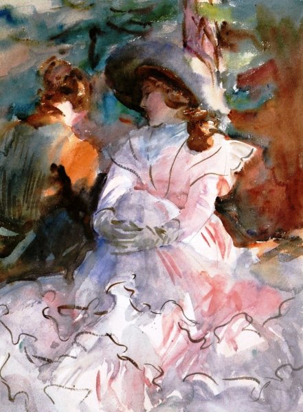 Main Product Photo of Ladies in the Shade, Arbries Painting by John Singer Sargent
