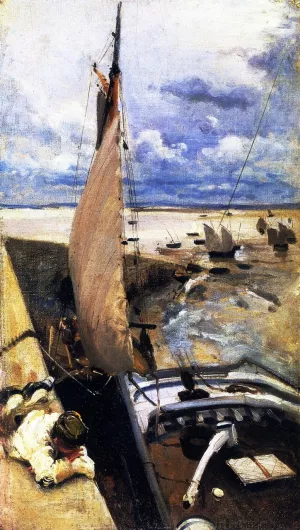 Low Tide at Cancale Harbor by John Singer Sargent Oil Painting