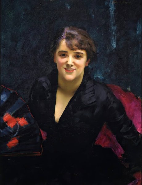 Madame Errazuriz or The Lady in Black  by John Singer Sargent - Hand-Painted Oil Painting Reproduction
