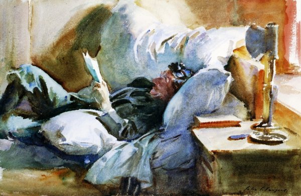 Man Reading also known as Sebastino by John Singer Sargent - Hand-Painted Oil Painting Reproduction