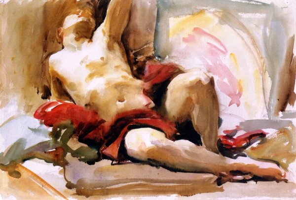 Main Product Photo of Man with Red Drapery Painting by John Singer Sargent
