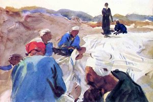 Mending a Sail by John Singer Sargent Oil Painting