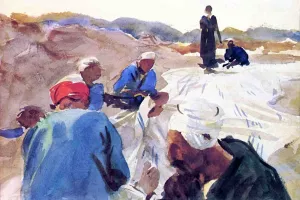 Mending a Sail by John Singer Sargent - Oil Painting Reproduction