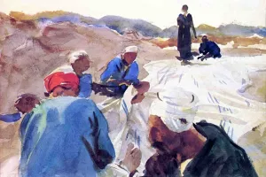 Mending a Sail by John Singer Sargent Oil Painting
