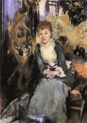 Miss Reubell Seated in Front of a Screen Oil painting by John Singer Sargent