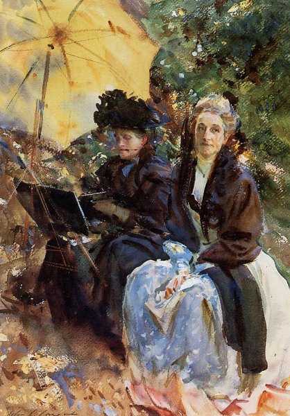 Main Product Photo of Miss Wedewood and Miss Sargent Sketching Painting by John Singer Sargent