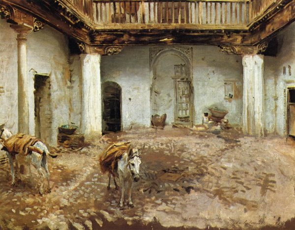 Moorish Courtyard by John Singer Sargent - Hand-Painted Oil Painting Reproduction
