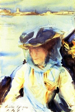 Mrs. Charles Hunter in a Gondola by John Singer Sargent Oil Painting